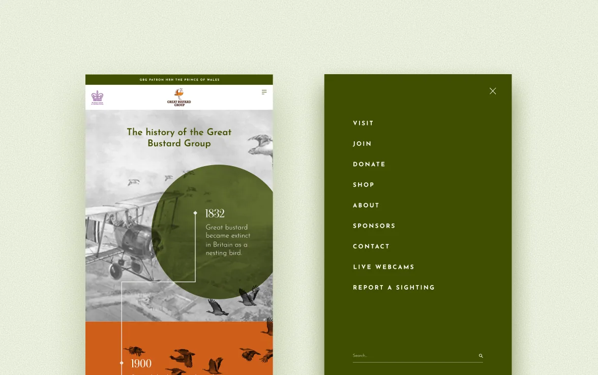 Mobile designs for the Great Bustard reintroduction project, in deep olive green